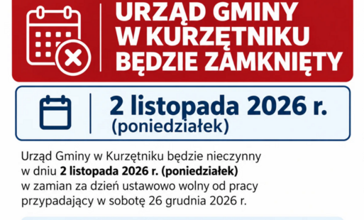 Zdjęcie do Dnia 2 listopada Urząd Gminy w Kurzętniku będzie zamknięty