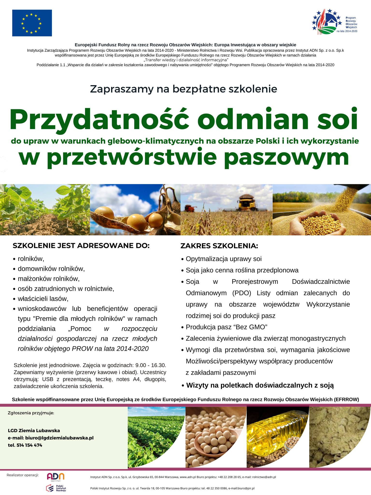 Ilustracja do informacji: Zapraszamy na szkolenie - „Przydatność odmian soi do uprawy w warunkach glebowo-klimatycznych na obszarze Polski i ich wykorzystanie w przetwórstwie paszowym”